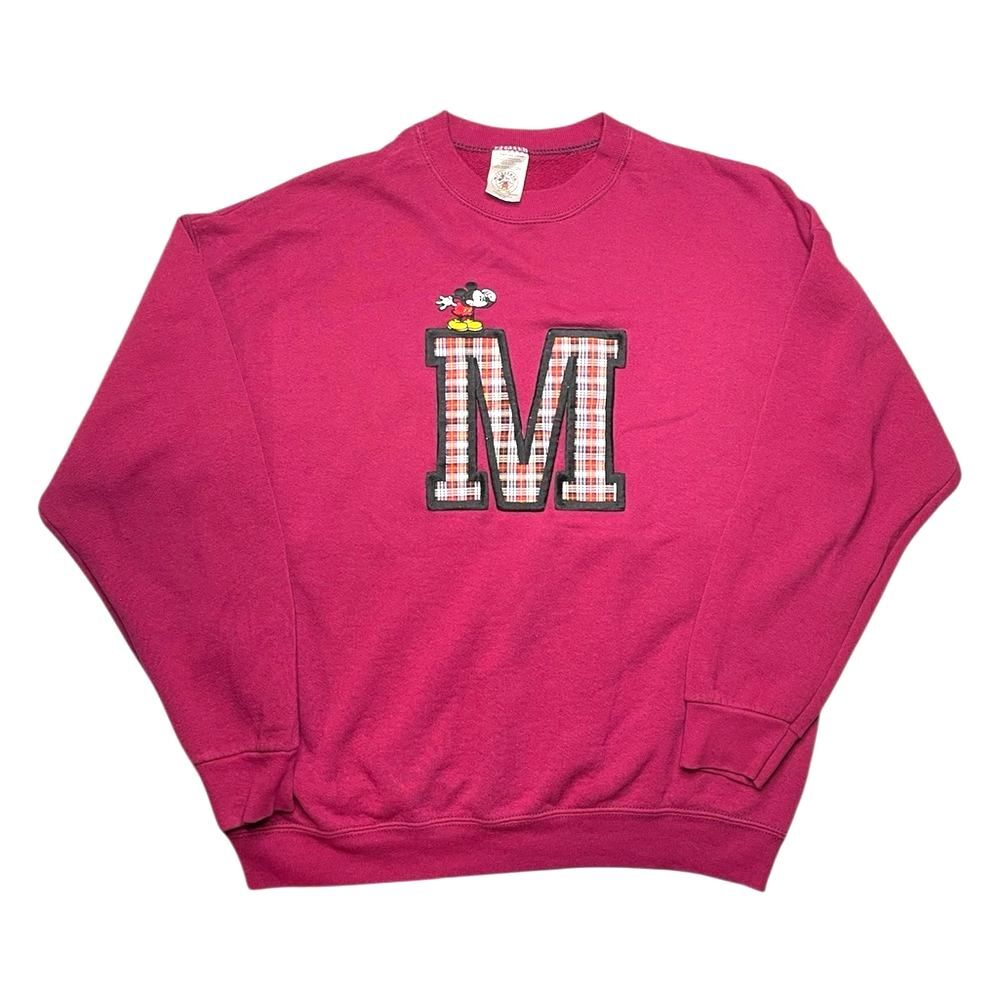 Mickey & Co. by Disney Vintage Mickey Mouse “M” Plaid Sweatshirt | Size XL